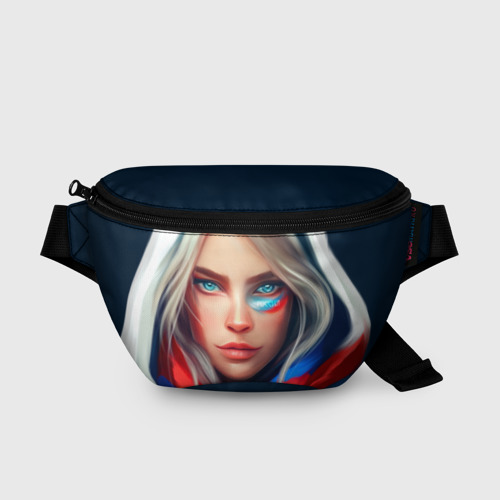 Поясная сумка 3D Девушка с голубыми глазами в флаге