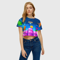 Женская футболка Crop-top 3D Падающие кубики Тетрис - фото 2