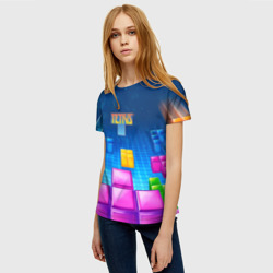 Женская футболка 3D Падающие кубики Тетрис - фото 2