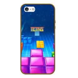 Чехол для iPhone 5/5S матовый Падающие кубики Тетрис