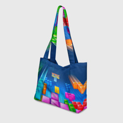 Пляжная сумка 3D Падающие кубики Тетрис - фото 2