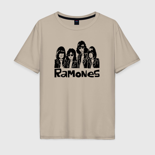 Мужская футболка хлопок Oversize Ramones панк рок, цвет миндальный