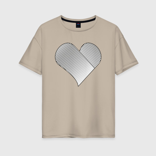 Женская футболка хлопок Oversize с принтом Сердце с черными линиями, вид спереди #2