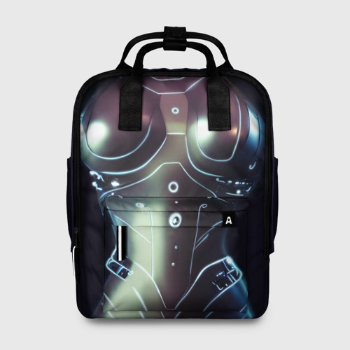 Женский рюкзак 3D с принтом Кибер-корсет, вид спереди #2