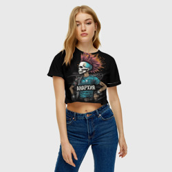 Женская футболка Crop-top 3D Девушка панк анархия - фото 2