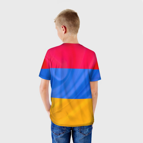 Детская футболка 3D с принтом Солнечная Армения, вид сзади #2