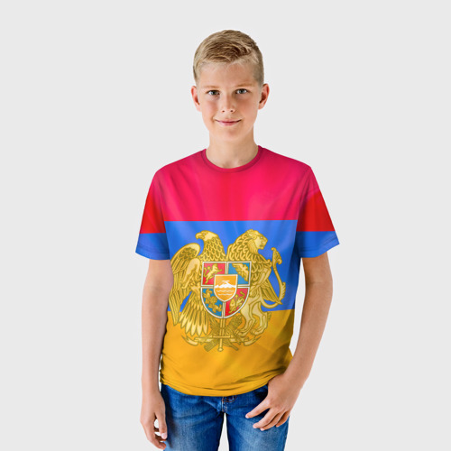 Детская футболка 3D с принтом Солнечная Армения, фото на моделе #1