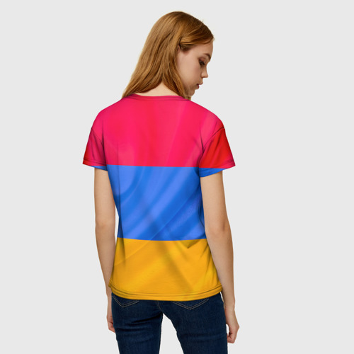 Женская футболка 3D с принтом Солнечная Армения, вид сзади #2