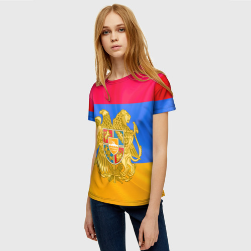 Женская футболка 3D с принтом Солнечная Армения, фото на моделе #1