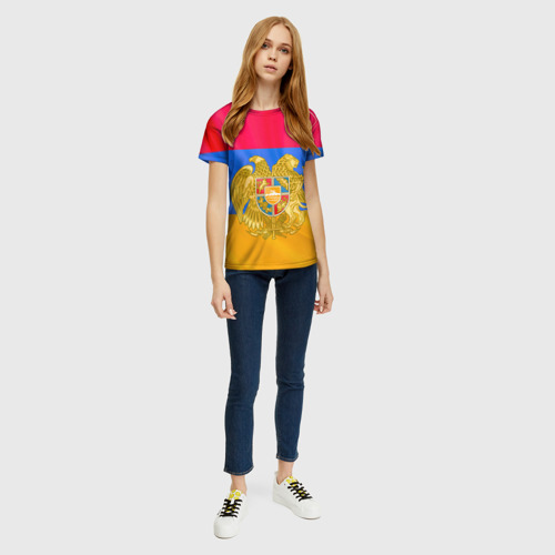 Женская футболка 3D с принтом Солнечная Армения, вид сбоку #3