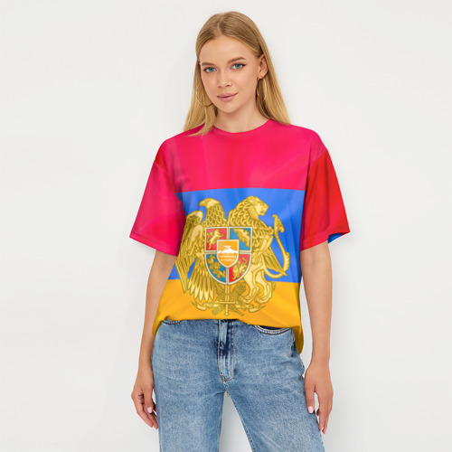 Женская футболка oversize 3D Солнечная Армения, цвет 3D печать - фото 5