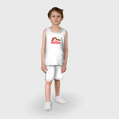 Детская пижама с шортами хлопок С Днём Победы!, цвет белый - фото 3