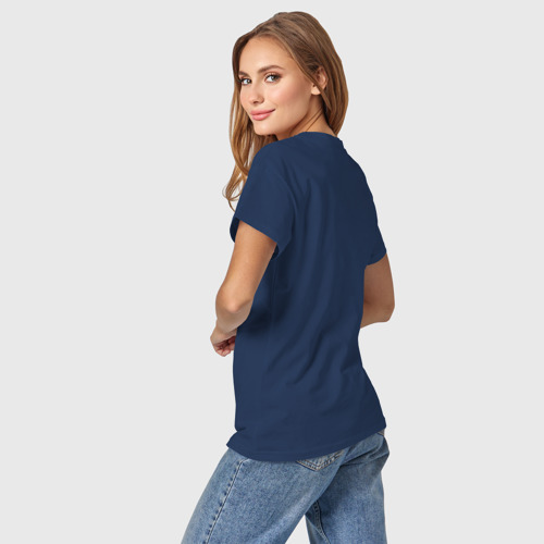 Светящаяся женская футболка Русский узор - хохлома, цвет темно-синий - фото 5
