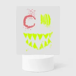 Светильник-ночник Желтое зубастое крипи лицо - crazy эмодзи