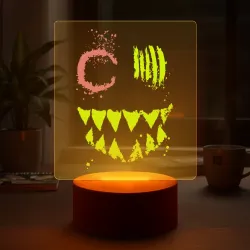 Светильник-ночник Желтое зубастое крипи лицо - crazy эмодзи - фото 2