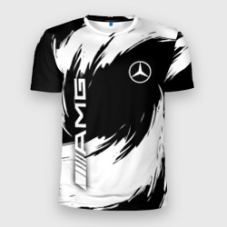 Мужская футболка 3D Slim Mercedes Benz - white color