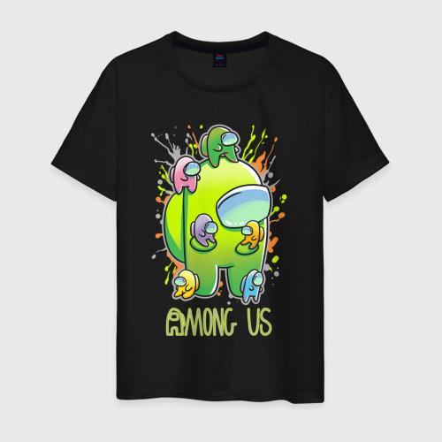 Светящаяся мужская футболка Амонг ас - космонавты, цвет черный