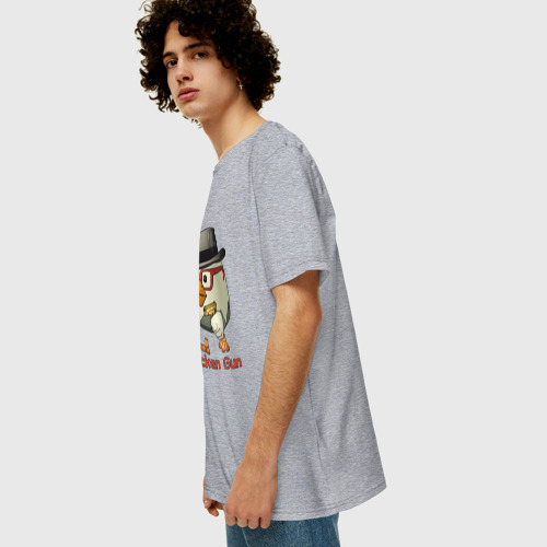 Мужская футболка хлопок Oversize с принтом Чикен ган - курочка в шляпе, вид сбоку #3