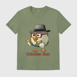 Мужская футболка хлопок Чикен ган - курочка в шляпе