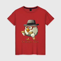 Женская футболка хлопок Чикен ган - курочка в шляпе