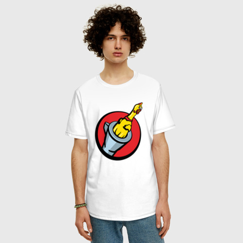 Мужская футболка хлопок Oversize с принтом Chicken gun логотип, фото на моделе #1