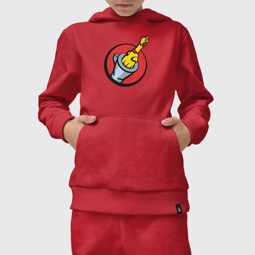Детский костюм с толстовкой хлопок с принтом Chicken gun логотип, вид сбоку #3
