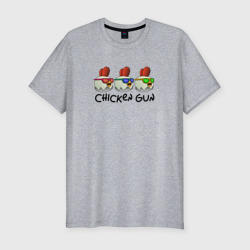 Мужская футболка хлопок Slim Chicken gun - три курочки