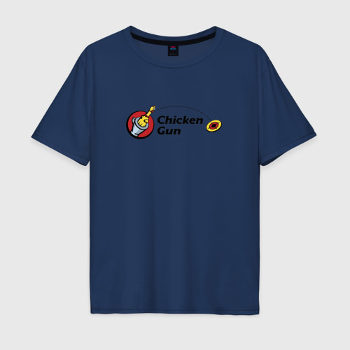 Мужская футболка хлопок Oversize с принтом Чикен ган - бросок курицы, вид спереди #2
