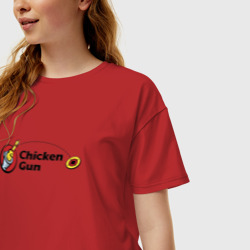 Женская футболка хлопок Oversize Чикен ган - бросок курицы - фото 2