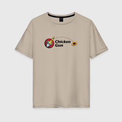Женская футболка хлопок Oversize Чикен ган - бросок курицы