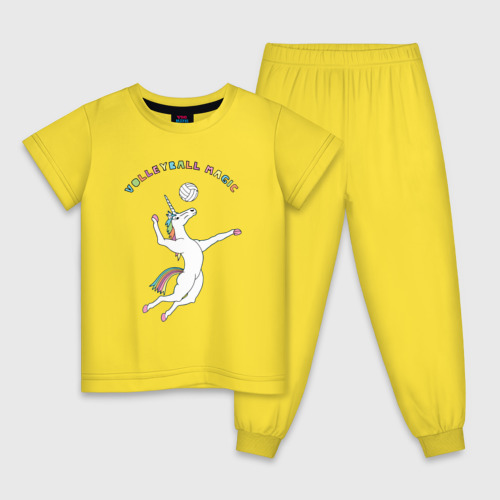 Детская пижама хлопок с принтом Волейбольная магия, вид спереди #2
