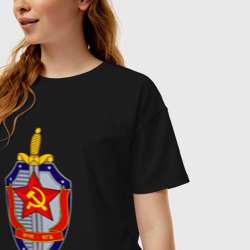 Женская футболка хлопок Oversize ВЧК КГБ - фото 2