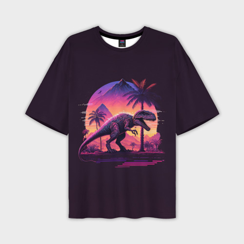 Мужская футболка oversize 3D Retrowave Trex, цвет 3D печать