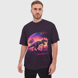 Мужская футболка oversize 3D Retrowave Trex - фото 2