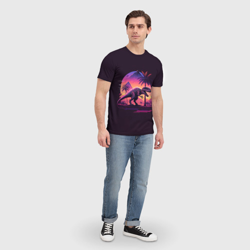 Мужская футболка 3D Retrowave Trex, цвет 3D печать - фото 5