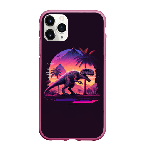 Чехол для iPhone 11 Pro матовый Retrowave Trex, цвет малиновый