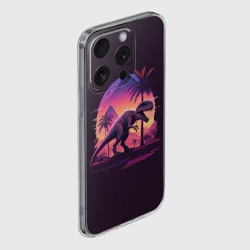 Чехол для iPhone 15 Pro Max силиконовый с защитой камеры Retrowave Trex - фото 2
