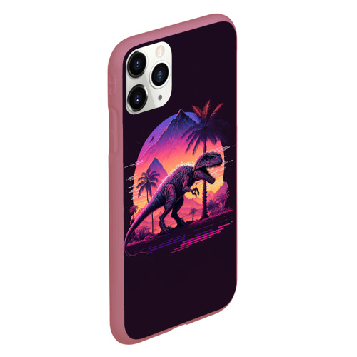 Чехол для iPhone 11 Pro матовый Retrowave Trex, цвет малиновый - фото 3