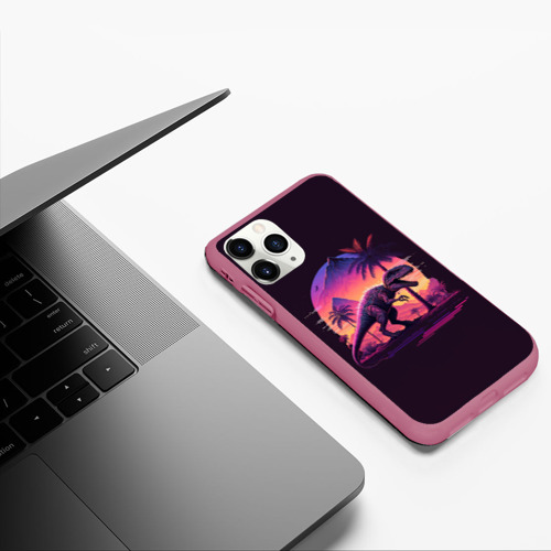 Чехол для iPhone 11 Pro матовый Retrowave Trex, цвет малиновый - фото 5