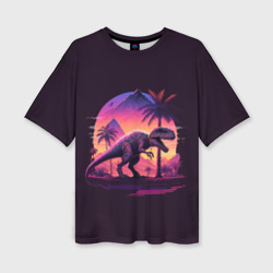 Женская футболка oversize 3D Retrowave Trex