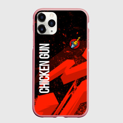 Чехол для iPhone 11 Pro Max матовый Чикен ган - красная абстракция