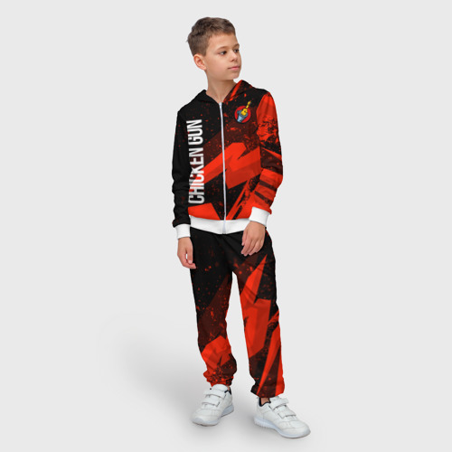 Детский костюм 3D Чикен ган - красная абстракция, цвет белый - фото 3