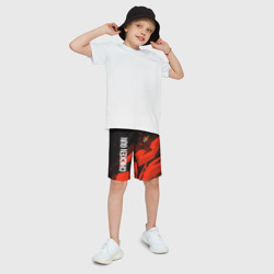 Детские спортивные шорты 3D Чикен ган - красная абстракция - фото 2