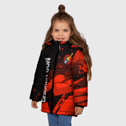 Зимняя куртка для девочек 3D Чикен ган - красная абстракция - фото 2