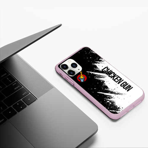 Чехол для iPhone 11 Pro матовый Chicken gun - белая краска, цвет розовый - фото 5
