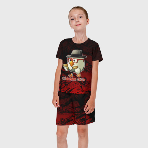 Детский костюм с шортами 3D Курочка ганстер - Чикен ган, цвет 3D печать - фото 5