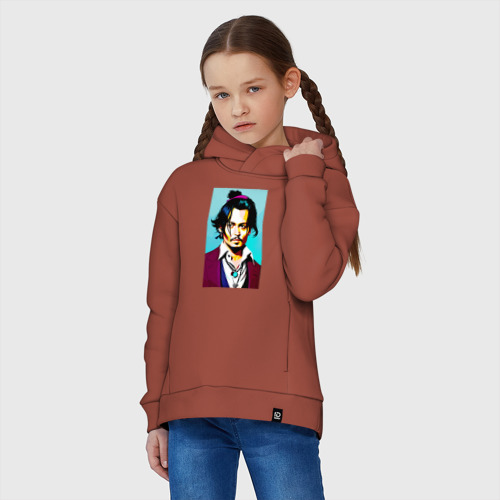 Детское худи Oversize хлопок Johnny Depp - Japan style, цвет кирпичный - фото 3