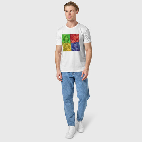 Мужская футболка хлопок с принтом Цветные ретро девушки, вид сбоку #3