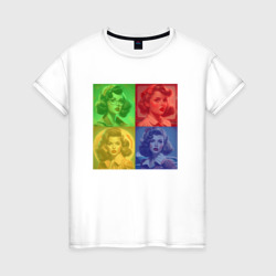 Женская футболка хлопок Цветные ретро девушки