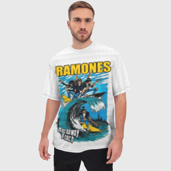 Мужская футболка oversize 3D Ramones rock away beach - фото 2